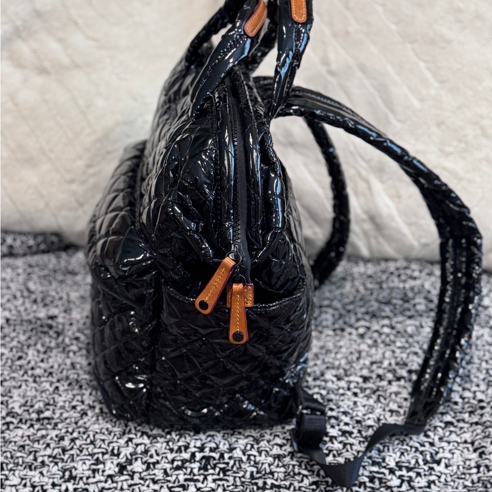 MZ Wallace Small Top Handle Backpack Patent Leather Black Lacquer Pristine! - Picture 2 of 13
